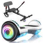 SISIGAD Hoverboard with Seat, 6.5 inch Self Balancing Scooter with Hoverkart, Hoverboards with LED Lights, Best Gift for Kids and Teenagers