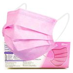 x50 Pink Disposable Face Masks Generise 3Ply Non-Medical Face Masks UK Stock - Breathable, Disposable Pink Masks to Cover Mouth & Nose