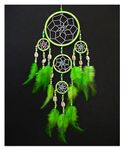 GIRLS BOYS GREEN DREAMCATCHER LIME BRIGHT GREEN DREAM CATCHER WITH COWRIE SHELL DETAIL, LOVELY BEDROOM DECORATION