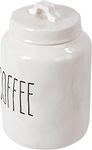 TRUU DESIGN Farmhouse Modern Ceramic Coffee Jar, Creamy White, Wording "COFFEE" design, Perfect Coffee Container, Tableware Collection, Minimalist design, Dimension 3.94"