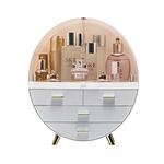 Neo 3 Drawer Round Desktop Cosmetic Makeup Display Storage Box Organiser Cabinet (Off White)