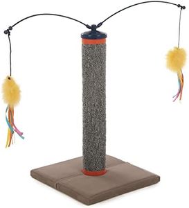 SmartyKat Scratch 'N Spin Carpet Cat Scratching Post with Spinning Wand Toys - Gray, One Size