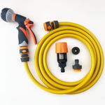 Dog Shower Kit, Tap Mixer Connector Showering, Complete Set for Washing Outdoors, Soft Feel Quality Fittings, Kitchen/Bathroom Tap Connector Included, Yellow, Grey, Orange, (Dod shower 2)