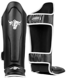 Shin Guards for Boxing and MMA Training Artificial Leather Shin Pads for Muay Thai, Kickboxing, Martial Arts Training Shin Instep Leg Protective Gear for Men and Women by JAVSON (Large)