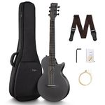 Enya Nova Go Carbon Fiber Acoustic Guitar 1/2 Size Beginner Adult Travel Acustica Guitarra w/Starter Bundle Kit of Colorful Gift Packaging, Acoustic Guitar Strap, EVA Case, Cleaning Cloth(Black)