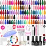 Beetles Gel Nail Polish Kit with UV Light 68 Pcs Emotional Spectrum 35 Colours Gel Polish Nail Kit with Base and Matte&Glossy Top Coat Soak Off All Season Gel Manicure Tools Valentines Gifts for Her