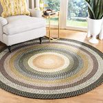 SAFAVIEH Braided Collection Area Rug - 5' Round, Multi, Handmade Country Cottage Reversible, Ideal for High Traffic Areas in Living Room, Bedroom (BRD308A)