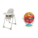 BABYLO Nosh from Birth High Chair, Adjustable + Folding with 7 Height, 3 Seat Positions Including Lie Flat, Dove Grey & Baby Einstein, Sticky Spinner Booster & High Chair Activity Toy
