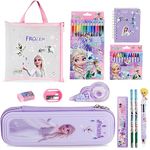 Wonlonda Colouring Set with Crayons, Pencils, Pencil Case Gift Back to School Stationery Set Frozen Stationary Supplies for Kid‘s Birthday and Christmas