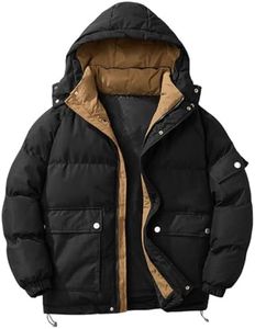 ceauros Men's Winter Coat Warm Puffer Jacket Detachable Hood Thickened Quilted Jackets Ski Outerwear with Pockets(Black,S)
