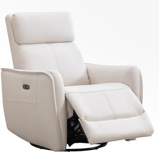 ANJ Swivel Recliner Chair, Glider Rocker Recliner for Nursery, Power Rocker Recliner Chair with USB Port, Upholstered Leathaire Electric Rocking Chair for Living Room, Bedroom, Beige