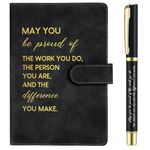 Sinmoe Employee Appreciation Gift Leather Notebook and Pen Set Inspirational Personalised Stationery Gift Set for Women Employee Volunteer Team Colleague Coworker Men Teacher Office (Black)