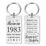 Gezxin Happy 41st Birthday Keychain Gifts for Women Men- 41 Year Yr Old Birthday Gifts Ideas for Him Her Male Female- Personalized 1983 41th Birthday Bday Presents for Woman Man