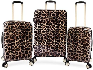 BEBE Women's Adriana Spinner Luggage, Leopard, 3pc Set (21" 25" 29"), Leopard, 3pc Set (21" 25" 29"), Adriana 3pc Spinner Luggage Set