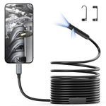 Dual Lens Endoscope Camera with Light, 1080P HD Snake Endoscope Inspection Cam with 8+1 LEDs, 16.5FT Flexible Probe Cable, Borescope Camera Compatible with iPhone 15, Android Phone