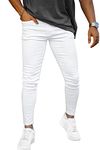 GINGTTO Men's Ripped Jeans Slim Fit Skinny Stretch Jeans Pants, White, 38W x 30L