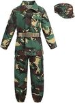 yolsun Deluxe Kid's Camo Combat Soldier Army Costume (6-8 Years, Dark green color)