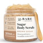 Bare Botanics Brown Sugar Body Scrub 20oz | Made in USA | All Natural Sugar Exfoliator w/Skin Loving Moisturizers | Vegan & Cruelty Free | Gift Ready Packaging w/a Cute Wooden Spoon