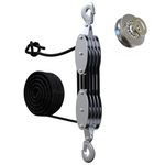 YATOINTO Rope Hoist Pulley System with Metal Bearing, 4400LB Pulley Block and Tackle, 8:1 Lifting Power 65ft, Heavy Duty Pulley Block for Hunting Lifting Heavy Objects Garage Warehouses Building