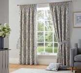 Dreams & Drapes - Blue Damask Curtains W66 x L90 (168 x 229cm) - 2x Panels - 100% Cotton - 2x Curtains Tie Backs - Vintage Baroque Curtains & Drapes - Delft/Willowware Curtains in Blue China