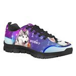 HUGS IDEA Siberian Sled Dog Shoes Gym Low-Top Lace Up Mesh Shoe, Cool Puppy Breathable Trainers Fashion Sneaker Walking Shoes UK 8