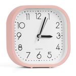 About Space Alarm Clock - Analog Clock, Alarm Clock For Heavy Sleepers - Battery Powered Table Clock For Study Table Home Office Students Bedroom - Pink (Battery Not Included) - Pvc, 5.12 X 1.5 Inch