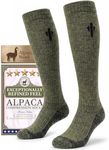 Heat equation Alpaca Compression Socks for Men & Women, 15-20 mmHg Knee High Graduated Circulation Support, Moisture Wicking L/XL Green