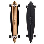 Playshion 42 Inch Pintail Longboard Skateboard Complete | Long Board Cruiser for Beginners | Longboards for Carving, Cruising and Commuting, Black