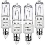 JDE11, E11 Halogen Bulb 120V 75W with 3000 Hours Long Lasting Life, Mini Candelabra Base, JD 75W for for Chandeliers, Pendants, Table Lamps, Cabinet Lighting, Warm White Dimmable, Pack of 4