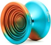 YoyoFactory Bullseye Yo-Yo - Orange/Turquoise (DNA Tricks, Metal Yoyo, Cord, Ball Bearing & Instructions Included)