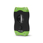 Colibri V-Cut Cigar Cutter| Black and Green Finish |Spring Loaded Release - Deep 7mm V Cut - Up-to 60+ Ring Gauge Cigars - Ergonomic Design