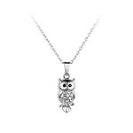 MiiFort Wise Owl Bird Pendant Necklace for Women Girls Family Sister Daughter Granddaughter Best Friends Graduation Birthday Black Clear Cubic Zirconia