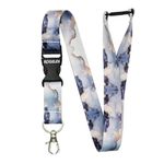 ROLSELEY Marble Lanyard Neck Strap with Detachable Metal Clip & Safety Breakaway for ID Badge Holder and Passes for Everyday Use at Office, School, Events - Office Gift Idea - Grey Marble Pattern