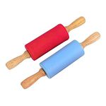 Small Rolling Pin for Kids Child, Wooden Handle Rolling Pin Non-Stick Silicone Rolling Pin, Rodillo de Cocina Rodillos Para Reposteria Fondant, Rodillos Para Masa.