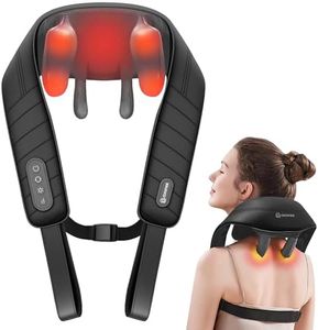 COMFIER Shiatsu Neck and Shoulder Massager, 4D Deep Kneading Cordless Neck and Back Massager with Heat, Electric Rechargeable Massage Pillow for Neck Shoulder Back Leg-Home Office