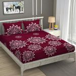 AVI 180 TC Bedsheet King Size Bed Glace Cotton with 2 Pillow Covers | 110 GSM Soft Brushed Microfiber King Size Bedsheet Cotton - Breathable & Wrinkle Free - (223 x 241 CM, Mulberry Wood)