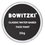 Bowitzki 30g Professional Face Paint Body Paint Water Based Face painting Makeup Safe for Kids and Adults Split Cake Single Color Halloween Christmas - Black