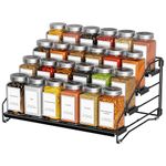 ZDDLOINP 4-Tier Spice Rack for inside cupboard, Kitchen Countertop Spice Rack, Depth Adjustable Spice Racks Organiser for Counter, Cupboard, Pantry (Black 1 Pack)