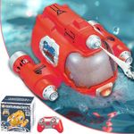 PLIOPYIK Remote Control Boat for Kids, Mini RC Boat Swimming Pool Toys,2.4GHZ rc Submarine with Rechargeable Batteries and Led Lights for Kids 4-18 Years (red)