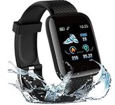 CYRFO m i Smart Watch for Boys ID116 Bluetooth Android & iOS Devices Touchscreen Fitness Tracker for Men Women, Kids Activity with Step Counting Waterproof - Black NEWID116-1