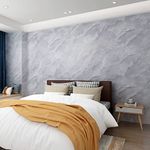 JSEVEM 60CM×5M Wide Thick Grey White Cloud Pattern Glossy Marble Wallpaper Peel and Stick Textured Waterproof Gray White Granite Contact Paper Self Adhesive Vinyl Stickers Decor for Bathroom Cabinet