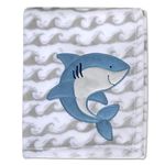 Baby Essentials Plush Fleece Throw and Crib Baby Blankets for Boys and Girls (Happy Shark)