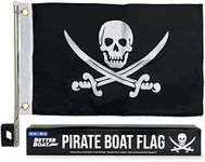 Pirate Flag for Boat Flag Pole Kit Jolly Roger Flag US 12" x 18" Small Pirates Flags Set Double Sided Marine Grade Mini Boat Flag Holder 12x18 Pontoon Accessories Black Boat Flags and Burgee