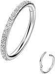 20G 18G 16G Clear CZ Nose Rings Hoop 316L Surgical Steel Cartilage Earrings Hoop 5-12mm Piercing Jewelry Daith Helix Rook Tragus Piercing Jewelry Stainless Steel Earring Silver Conch Piercing Jewelry, Metal, not known