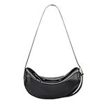 SUANNI Leather Crossbody Bags for Women,Large Capacity Luxury Shouler Bag,Soft Moon Shape Dumpling bag Solid Handbag Purse(Black)