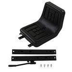 Tractor Seat, Adjustable Angle Back, PU Leather Surface Universal Fold Down Forklift Seat, Comfortable Garden Lawn Mower Seats Fit for Skid Loader Excavator, Backhoe Dozer