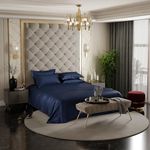 Stoa Paris Satin Bedsheets for Super King Size Bed - 300TC Premium Bedsheet with 4 Pillow Covers, Luxury Bedding Set, for Diwali Decoration, Home Decor Gifting, for Couples, Wedding, Mystique Blue