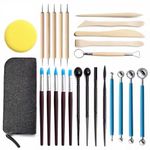 INOG Clay Tools, 24pcs Polymer Clay Tools, Modeling Clay Sculpting Tools Set Pottery Tools with Air Dry Clay Tools Ball Stylus Dotting Tools Rock Painting Kit for Sculpture Pottery