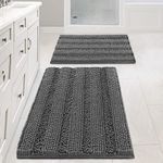 H.VERSAILTEX Grey Bathroom Rug Set 