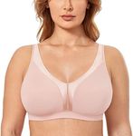 DELIMIRA Women's Wireless Bra Plus Size Full Coverage Smooth Unlined Support Gentle Rose 42D